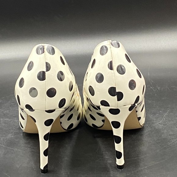 White Polka Dot Chic Pointed Toe Stilettos Heel Pumps Shoes - Picture 8 of 10
